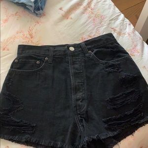 Black jean shorts